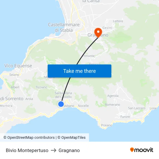 Montepertuso Junction to Gragnano map
