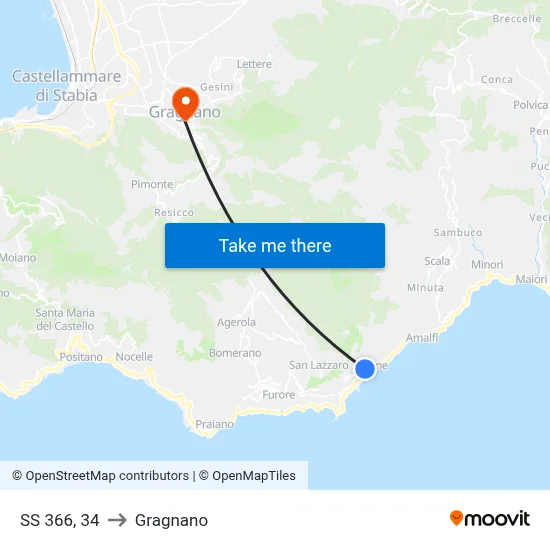 State Road 366, 34 to Gragnano map