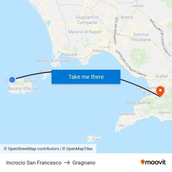 Incrocio San Francesco to Gragnano map