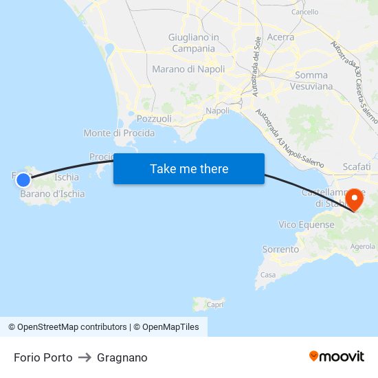 Forio Porto to Gragnano map