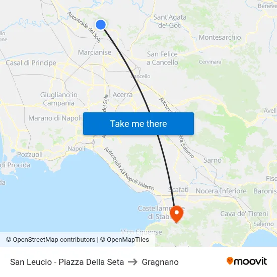 San Leucio - Silk Square to Gragnano map