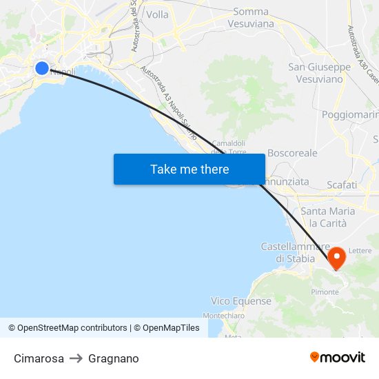 Cimarosa to Gragnano map