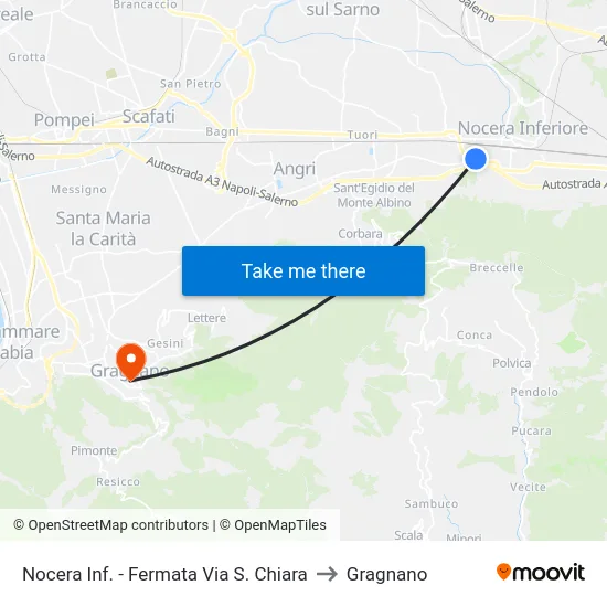 Nocera Inf. - Fermata Via S. Chiara to Gragnano map