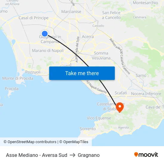 Asse Mediano - Aversa Sud to Gragnano map