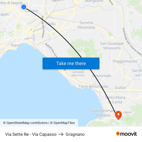 Via Sette Re - Via Capasso to Gragnano map