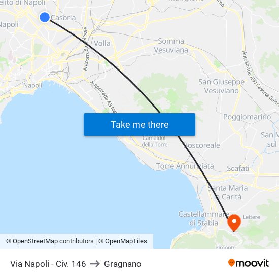 Via Napoli - Civ. 146 to Gragnano map