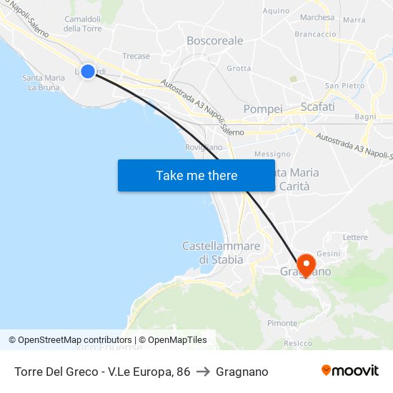 Torre Del Greco - V.Le Europa, 86 to Gragnano map