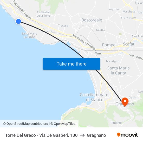 Torre Del Greco - Via De Gasperi, 130 to Gragnano map