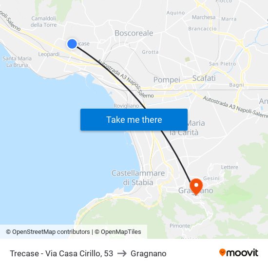 Trecase - Via Casa Cirillo, 53 to Gragnano map