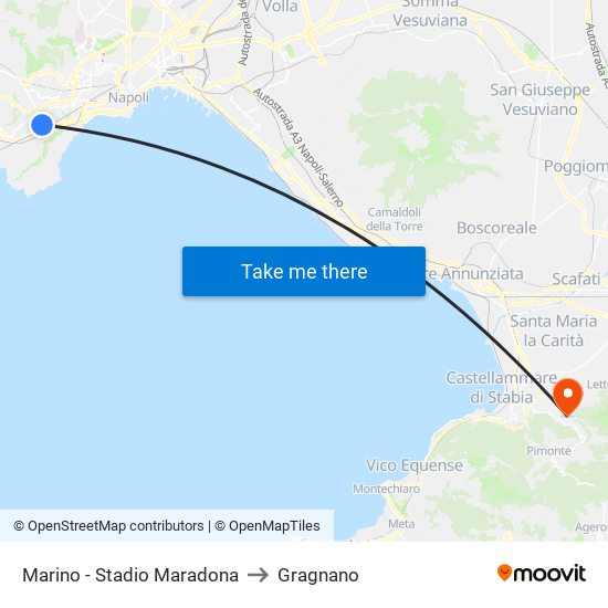 Marino - Stadio Maradona to Gragnano map