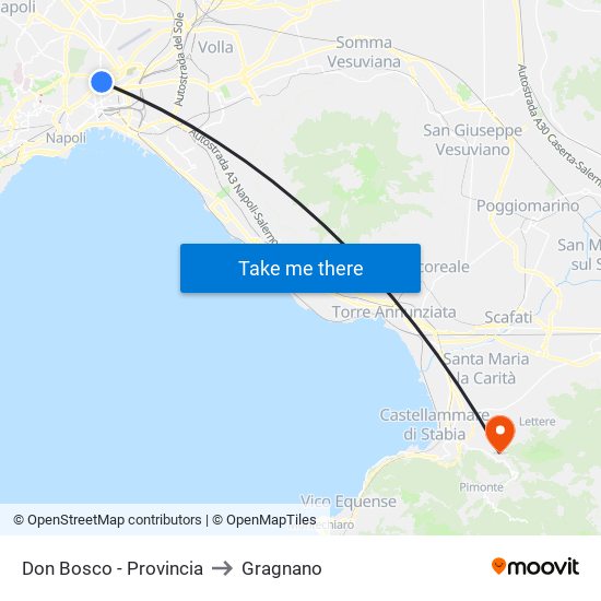 Don Bosco - Provincia to Gragnano map