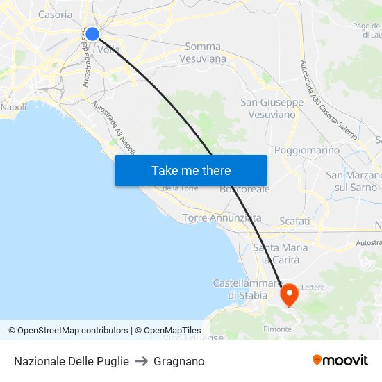 Nazionale Delle Puglie to Gragnano map