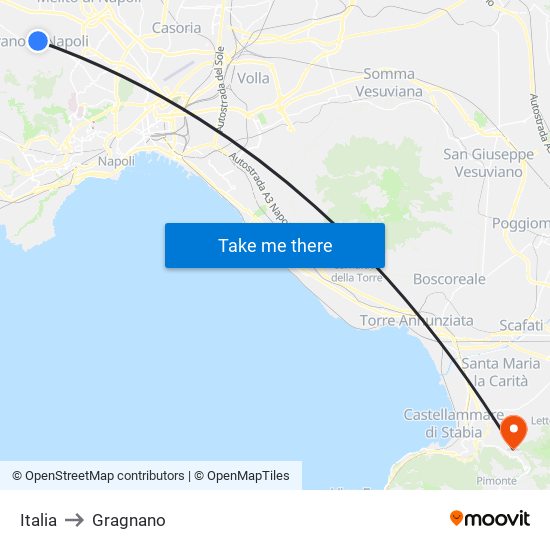 Italia to Gragnano map