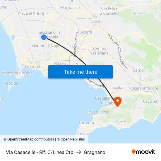 Via Casacelle - Rif. C/Linea Ctp to Gragnano map