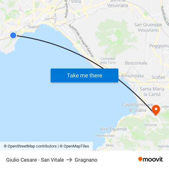 Giulio Cesare - San Vitale to Gragnano map