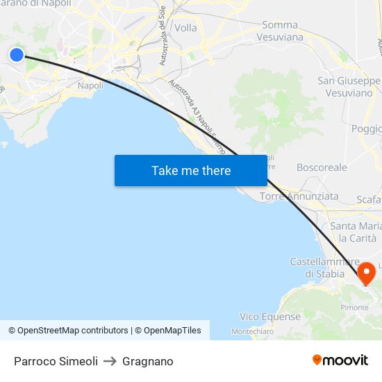 Parroco Simeoli to Gragnano map