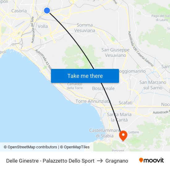 Delle Ginestre - Palazzetto Dello Sport to Gragnano map