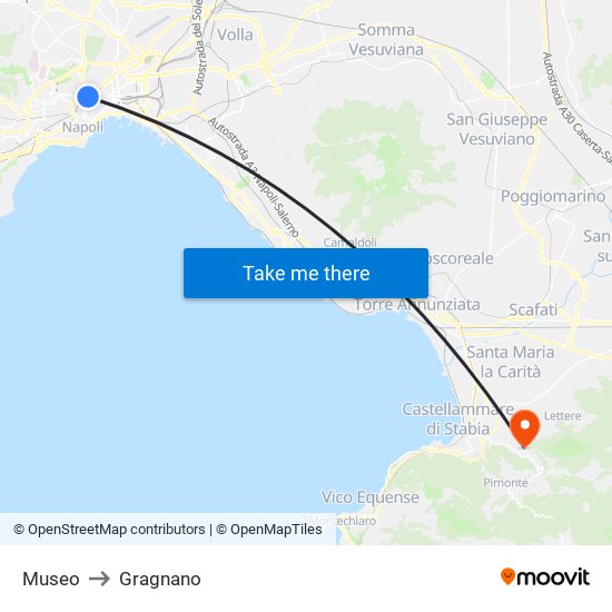 Museo to Gragnano map