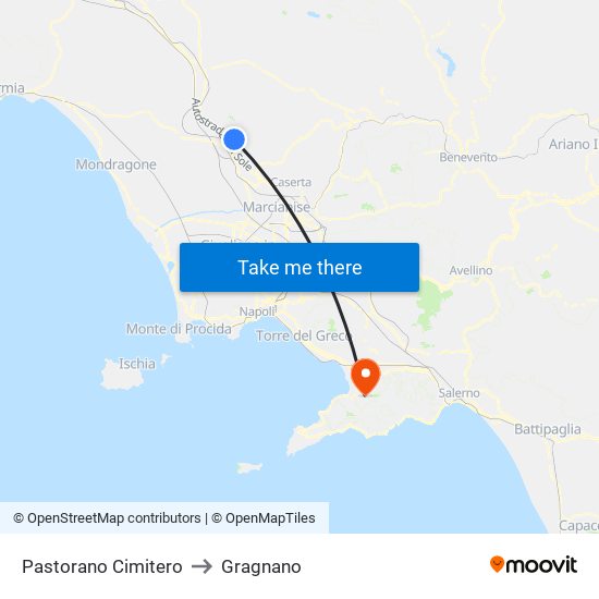 Pastorano Cimitero to Gragnano map