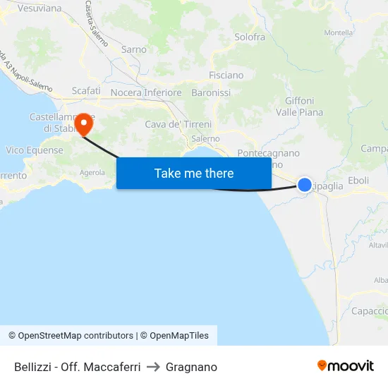 Bellizzi - Maccaferri Workshop to Gragnano map