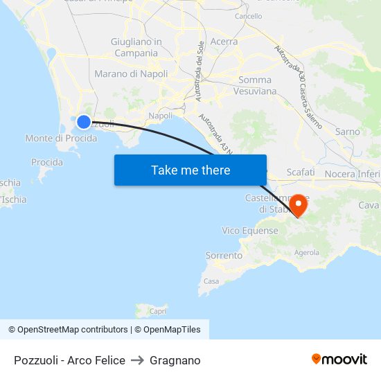 Pozzuoli - Arco Felice to Gragnano map