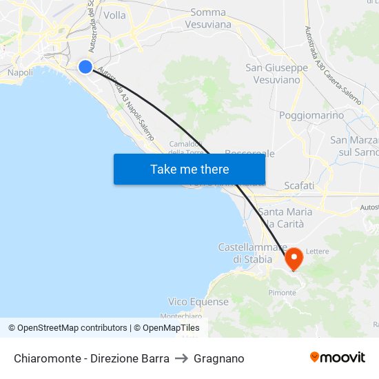 Chiaromonte - Direzione Barra to Gragnano map