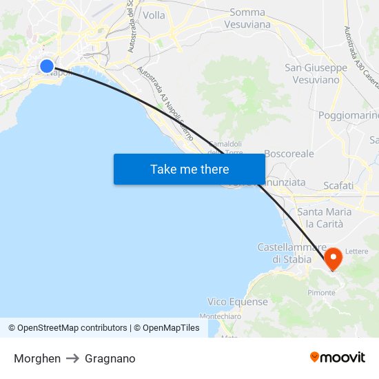 Morghen to Gragnano map