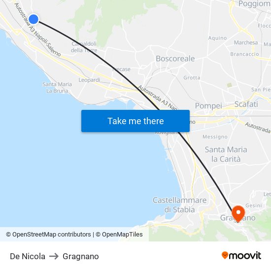 De Nicola to Gragnano map