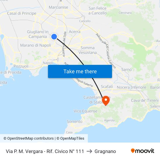 Via P. M. Vergara - Rif. Civico N° 111 to Gragnano map