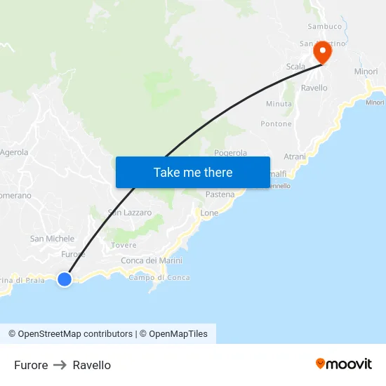 Furore to Ravello map