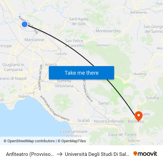 Anfiteatro (Provvisoria) to Università Degli Studi Di Salerno map