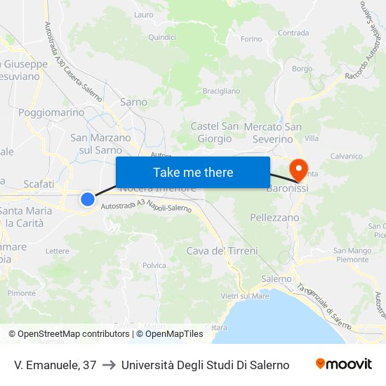 V. Emanuele, 37 to Università Degli Studi Di Salerno map