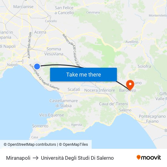 Miranapoli to Università Degli Studi Di Salerno map