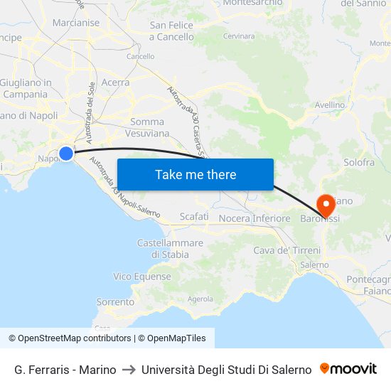 G. Ferraris - Marino to Università Degli Studi Di Salerno map