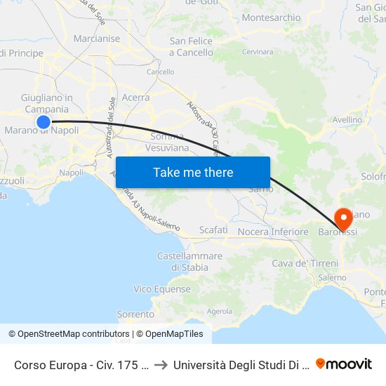 Corso Europa - Civ. 175 Edicola to Università Degli Studi Di Salerno map