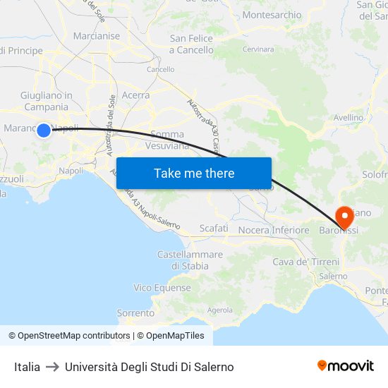 Italia to Università Degli Studi Di Salerno map