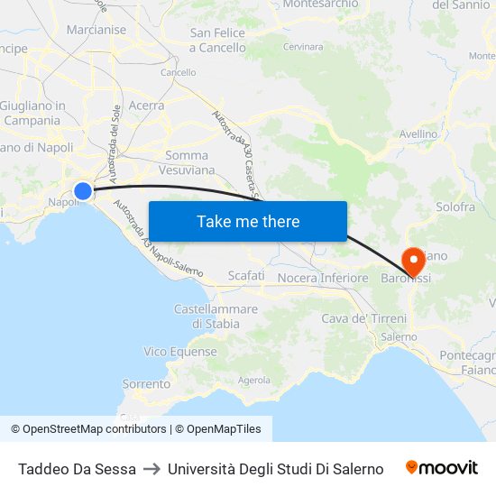 Taddeo Da Sessa to Università Degli Studi Di Salerno map