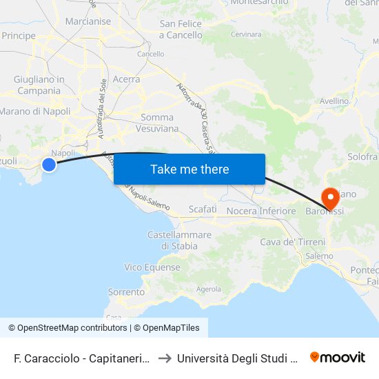 F. Caracciolo - Capitaneria Di Porto to Università Degli Studi Di Salerno map