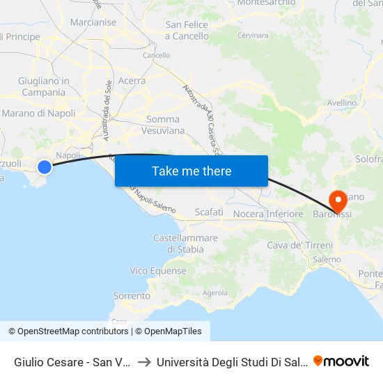 Giulio Cesare - San Vitale to Università Degli Studi Di Salerno map