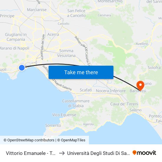 Vittorio Emanuele - Tasso to Università Degli Studi Di Salerno map