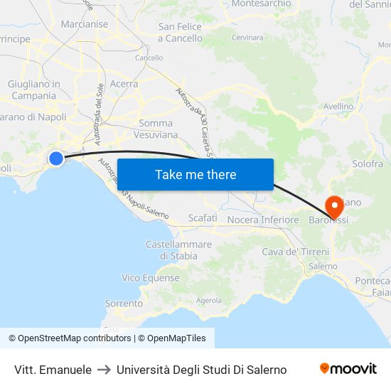 Vitt. Emanuele to Università Degli Studi Di Salerno map