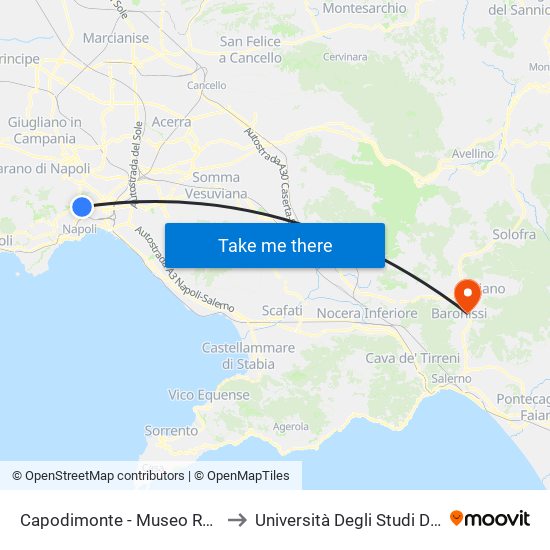 Capodimonte - Museo Real Bosco to Università Degli Studi Di Salerno map