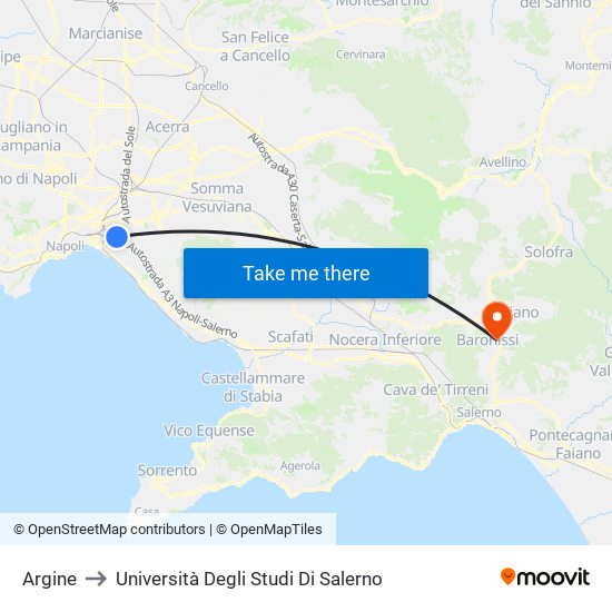 Argine to Università Degli Studi Di Salerno map