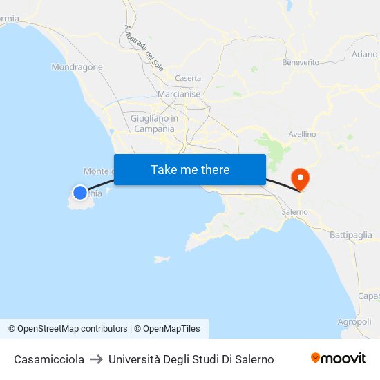 Casamicciola to Università Degli Studi Di Salerno map