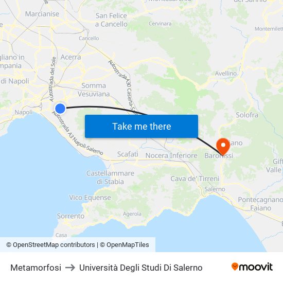 Metamorfosi to Università Degli Studi Di Salerno map