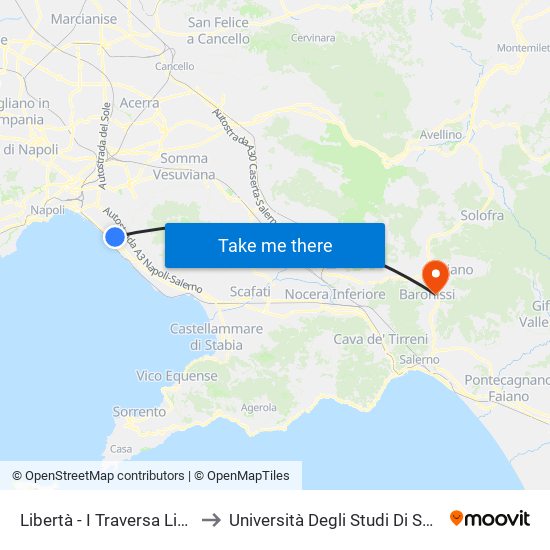 Libertà - I Traversa Libertà to Università Degli Studi Di Salerno map