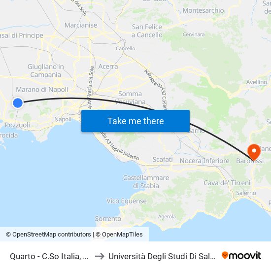 Quarto - C.So Italia, 439 to Università Degli Studi Di Salerno map