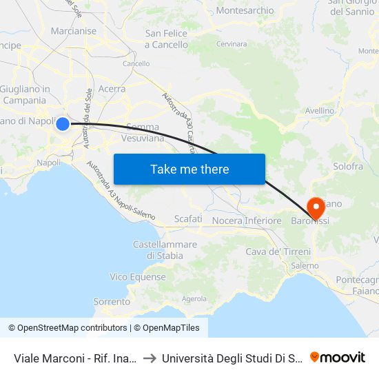 Viale Marconi - Rif. Ina Casa to Università Degli Studi Di Salerno map