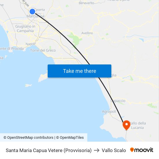 Santa Maria Capua Vetere (Provvisoria) to Vallo Scalo map