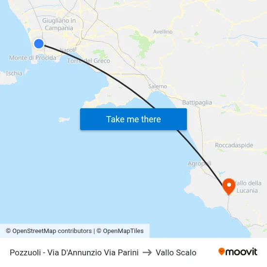 Pozzuoli  - Via D'Annunzio Via Parini to Vallo Scalo map